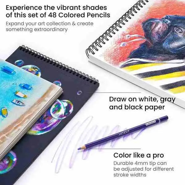 Arteza Coloring Set - 14 Glitter Gel Pens and a Black Paper Sketch Pad  Bundle (30 Sheets of Drawing Paper) Bundle