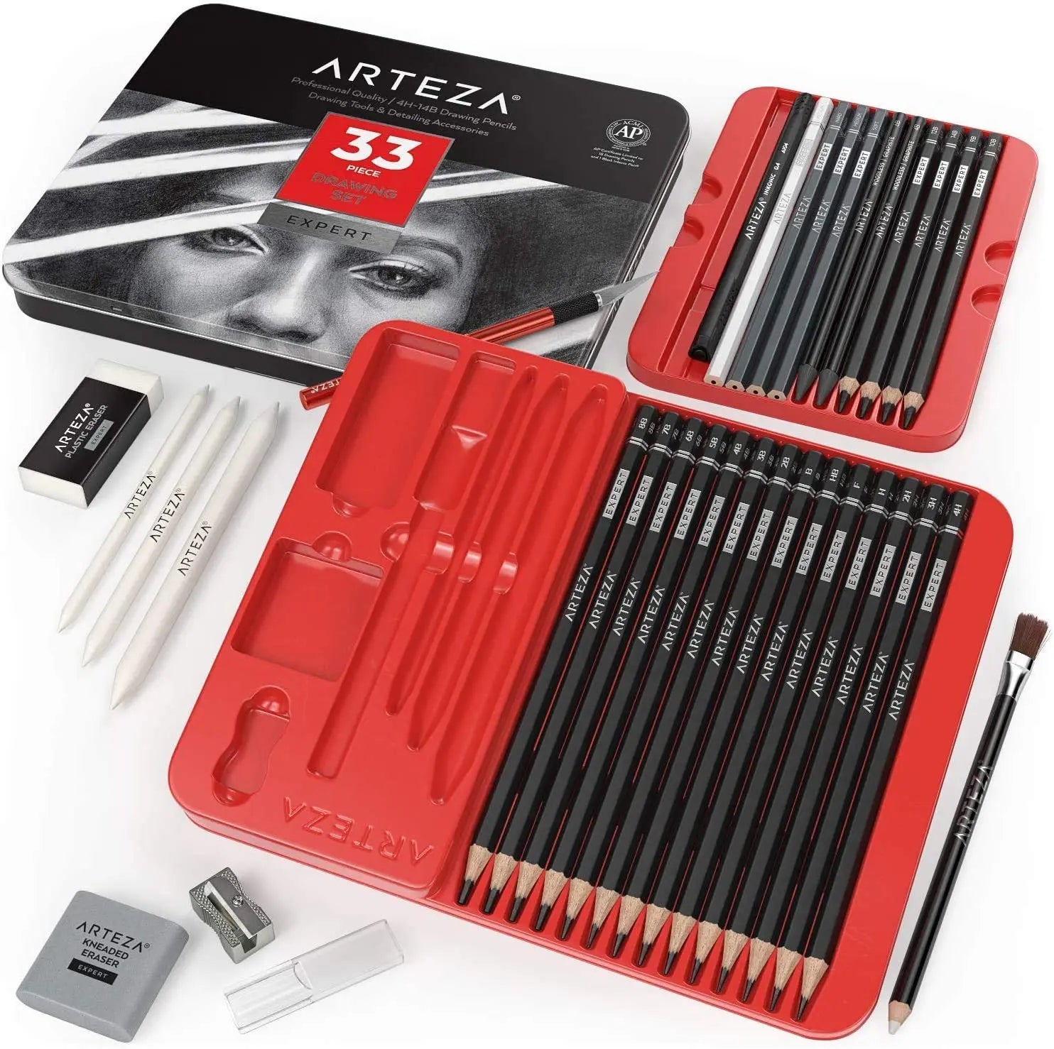 Arteza Drawing Set for Adults, Set of 33 Artist Sketching Tools Arteza