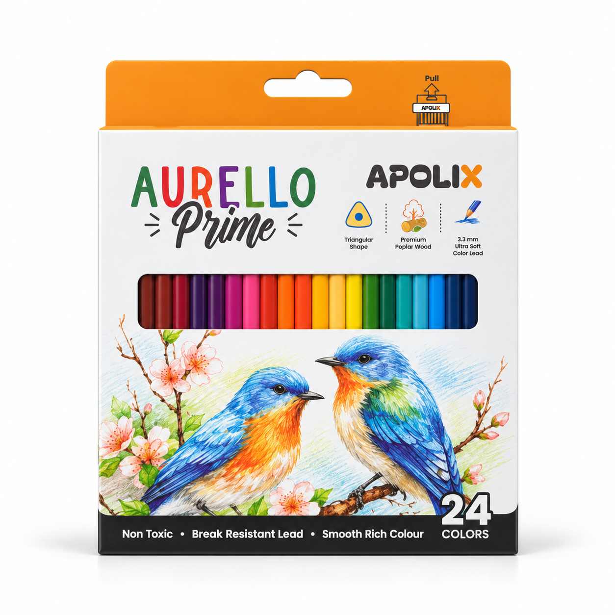 Apolix Aurello Prime Colour Pencils - 24 Colours - AurelloPrimeColoredPencilBox 24colours