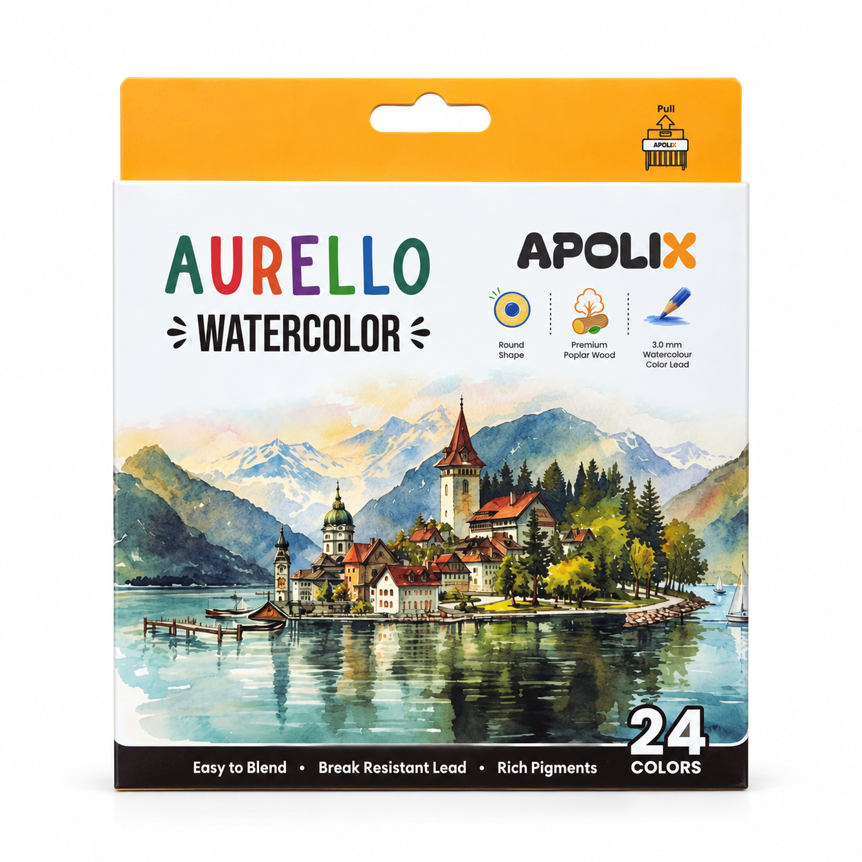 Apolix Aurello Watercolor Pencils - 24 Colours - AurelloWatercolorPencilSetPackaging 24colours