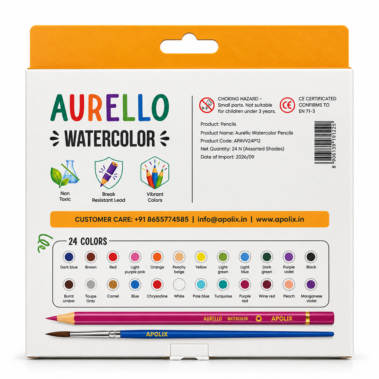 Apolix Aurello Watercolor Pencils - 24 Colours - Aurello Watercolor Pencils Packaging