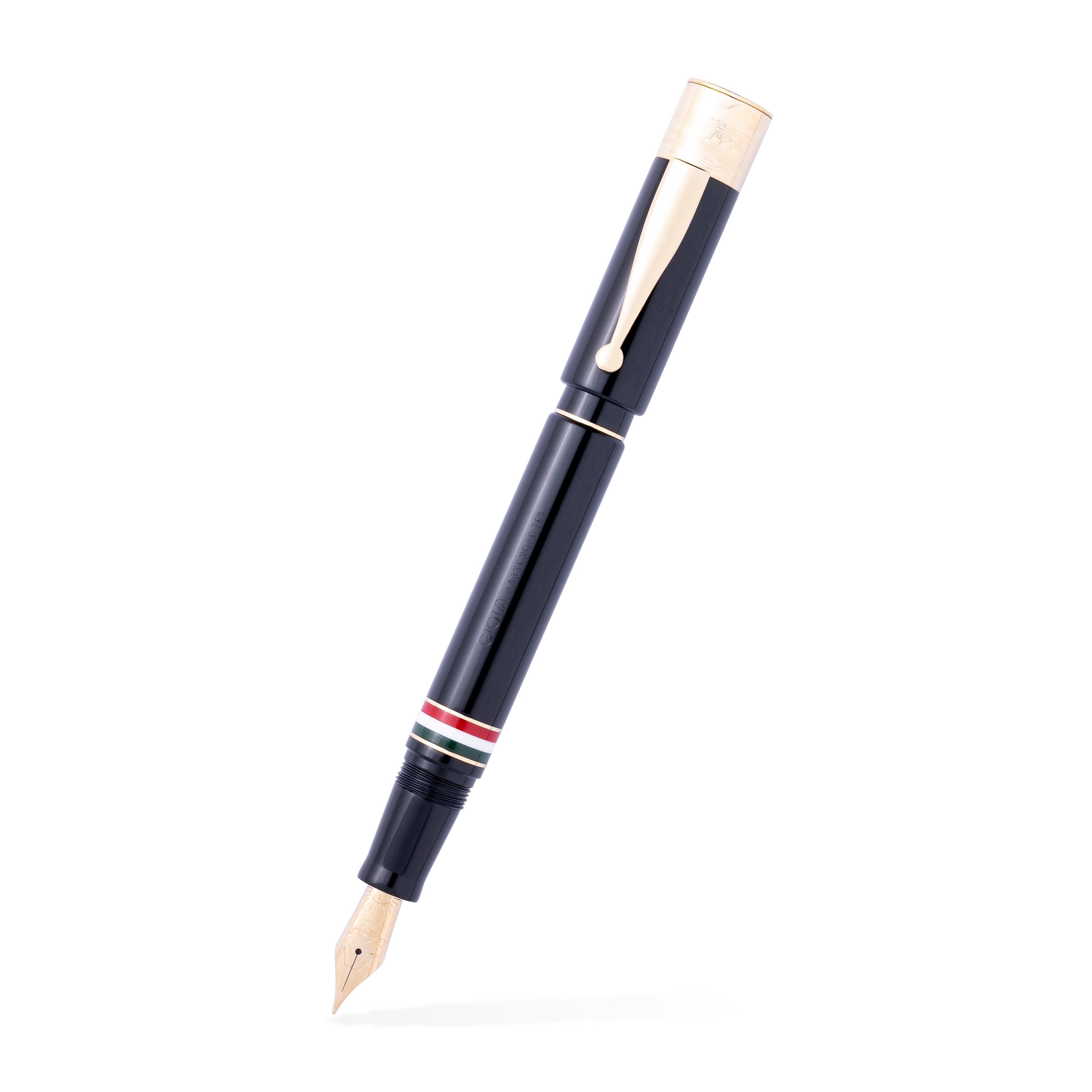 Gioia | Fountain Pen & Rollerball Pen | Partenope | Black | Gold Trims Gioia