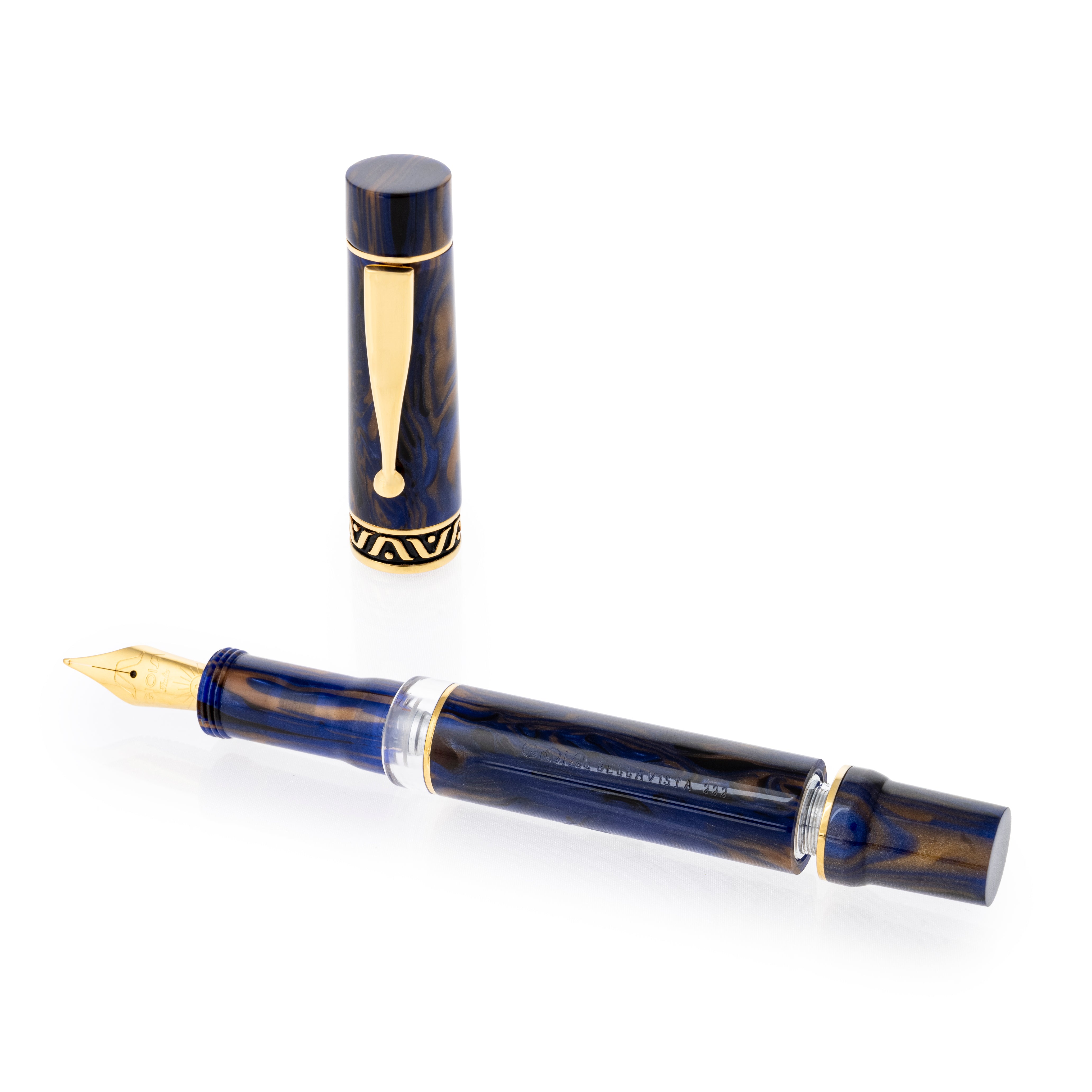 Gioia | Fountain Pen | Bellevista | Crepuscolo | Blue-Brown | Gold Trims Gioia