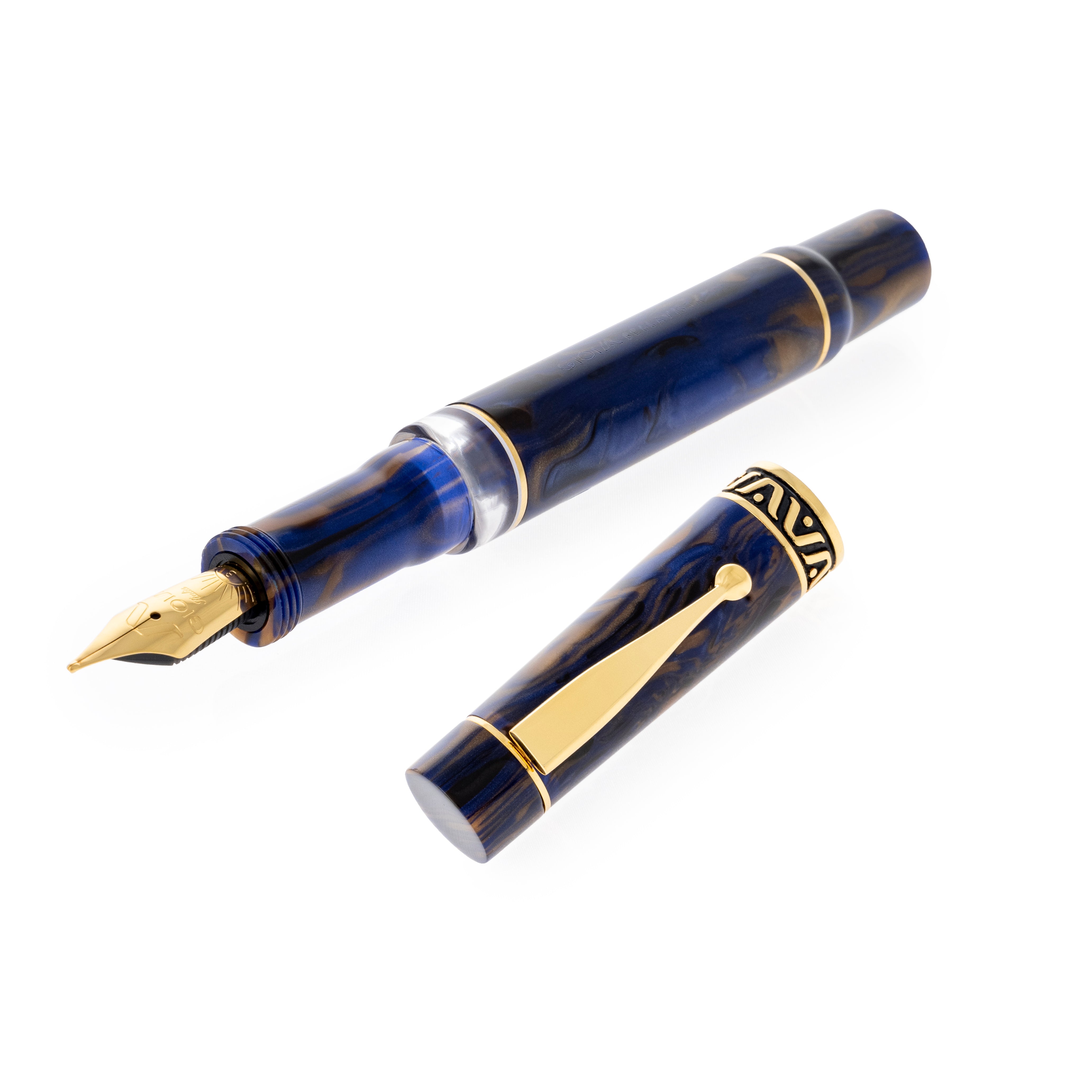 Gioia | Fountain Pen | Bellevista | Crepuscolo | Blue-Brown | Gold Trims Gioia