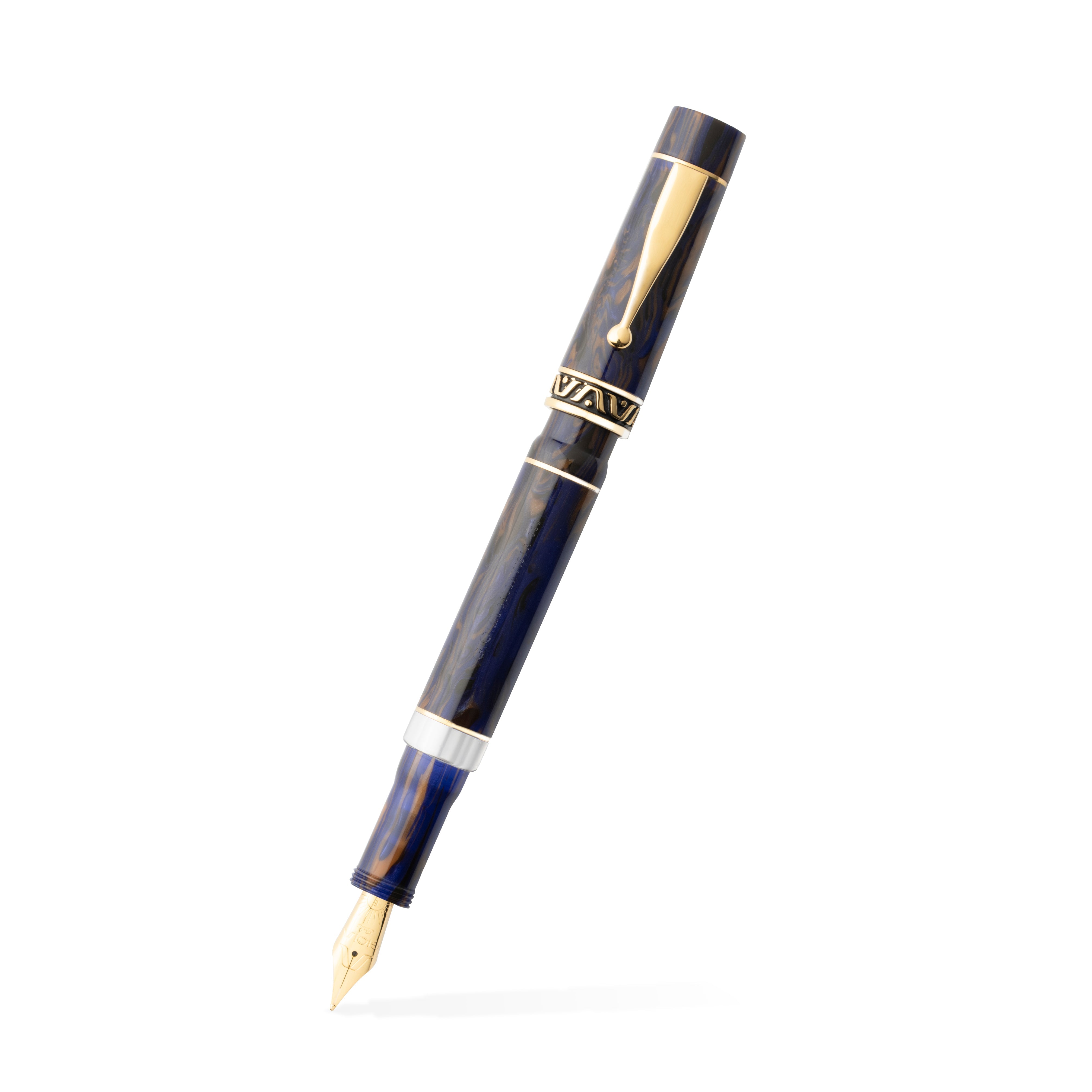 Gioia | Fountain Pen | Bellevista | Crepuscolo | Blue-Brown | Gold Trims Gioia