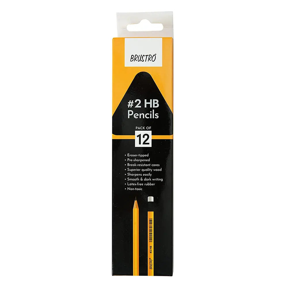 Brustro 2 HB Pencil Extra Dark Pencil with Eraser Tip Brustro