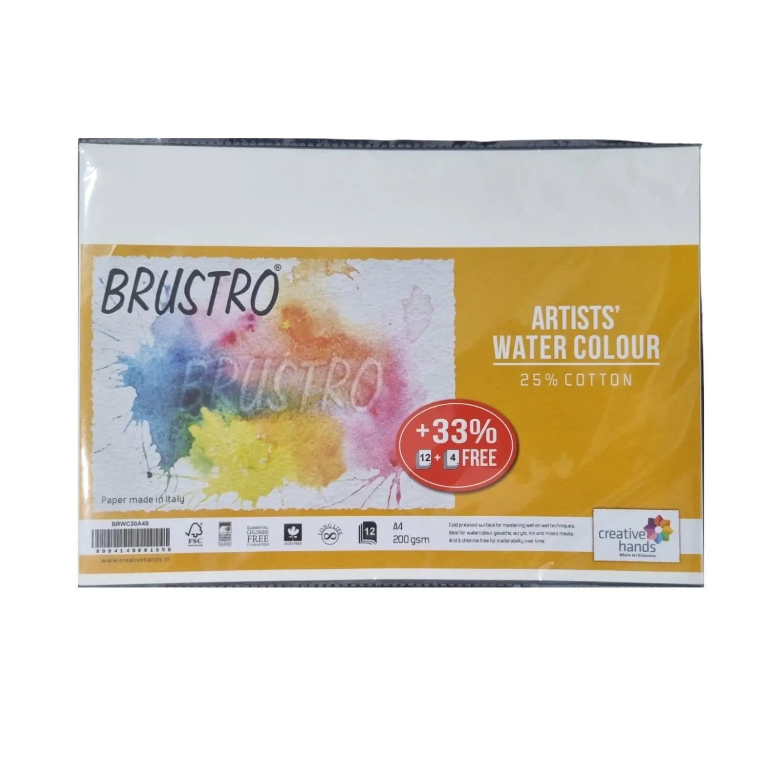 Brustro 25% Cotton Watercolour Paper 200 GSM Brustro