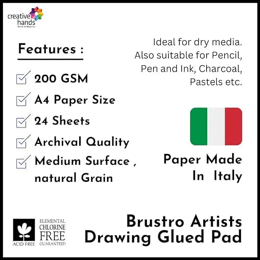 Brustro Artist Drawing Glued Pad A4 Brustro