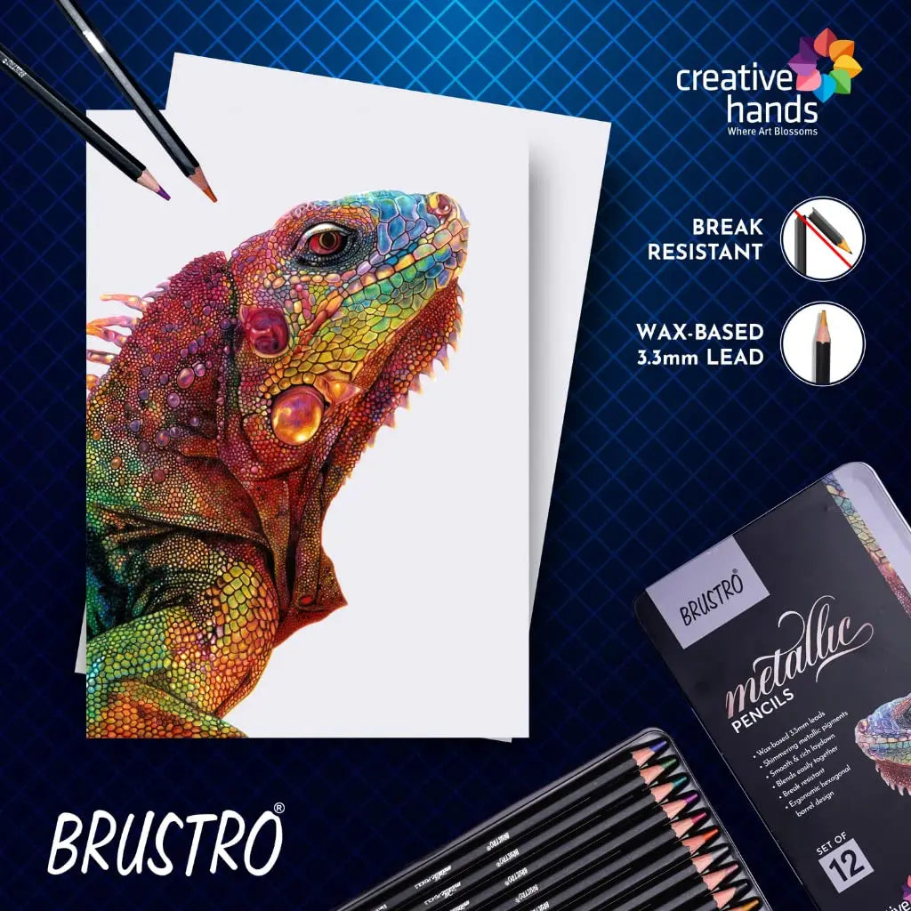 Brustro Artist Metallic Colour Pencil Set of 12 Shades Brustro