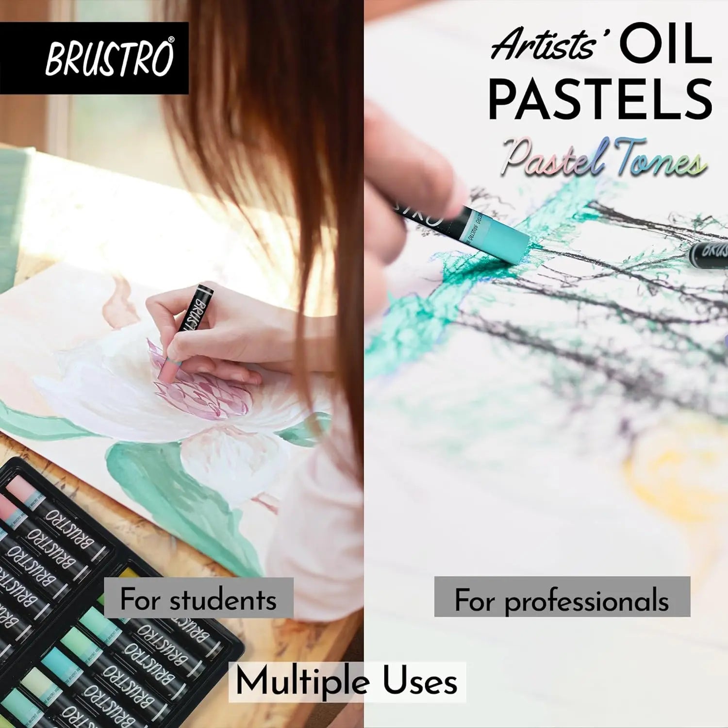Brustro Artist Oil Pastels Set of 24 (Pastel Tones) Brustro