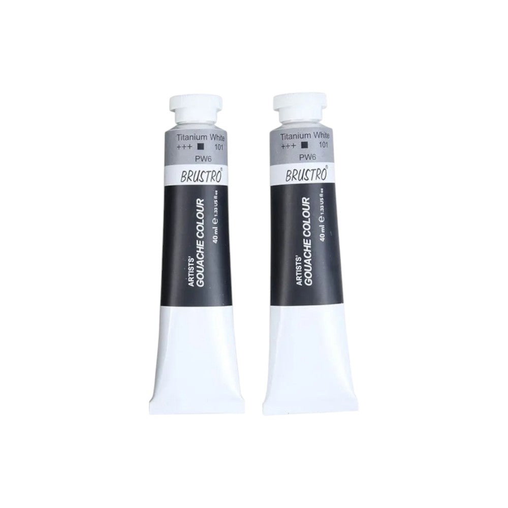 Brustro Gouache Titanium White 40ml - Matte Finish - Pack of 1 or 2
