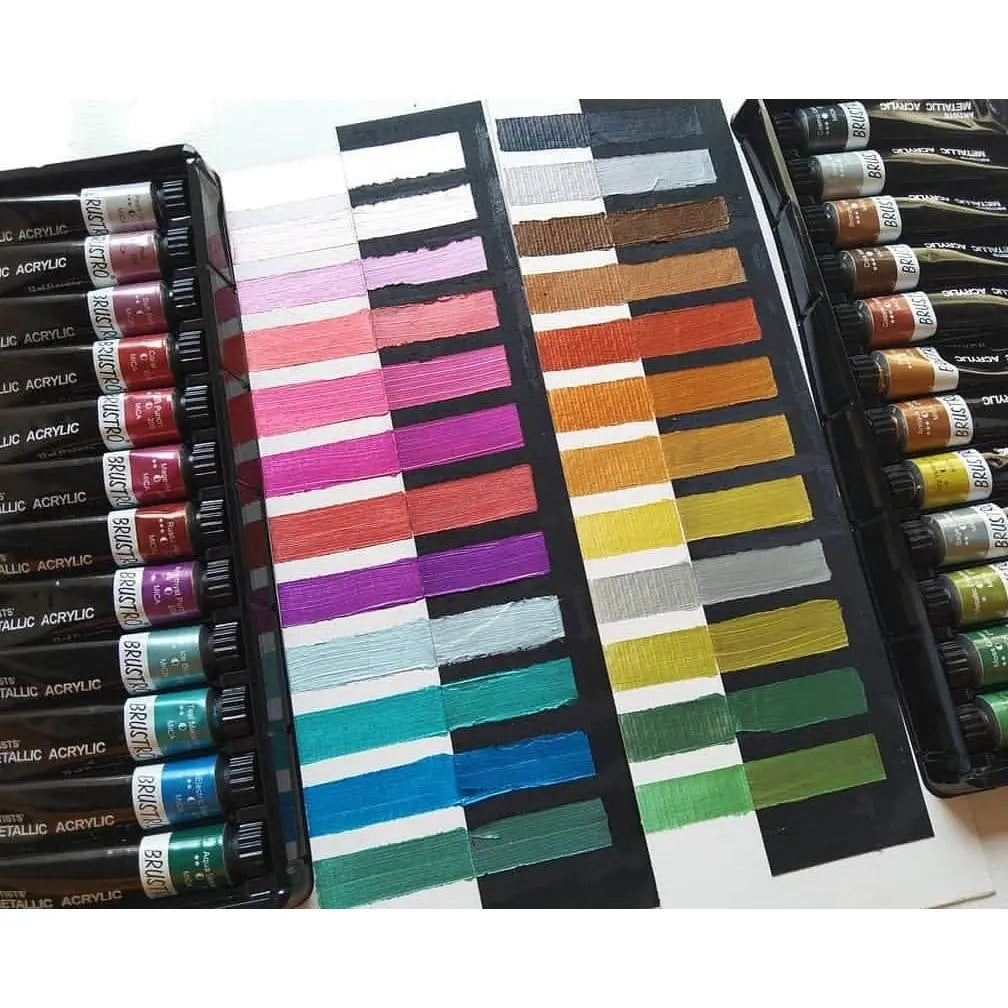 Brustro Artists Metallic Acrylic Set Of 24 (12ml Tubes) Brustro