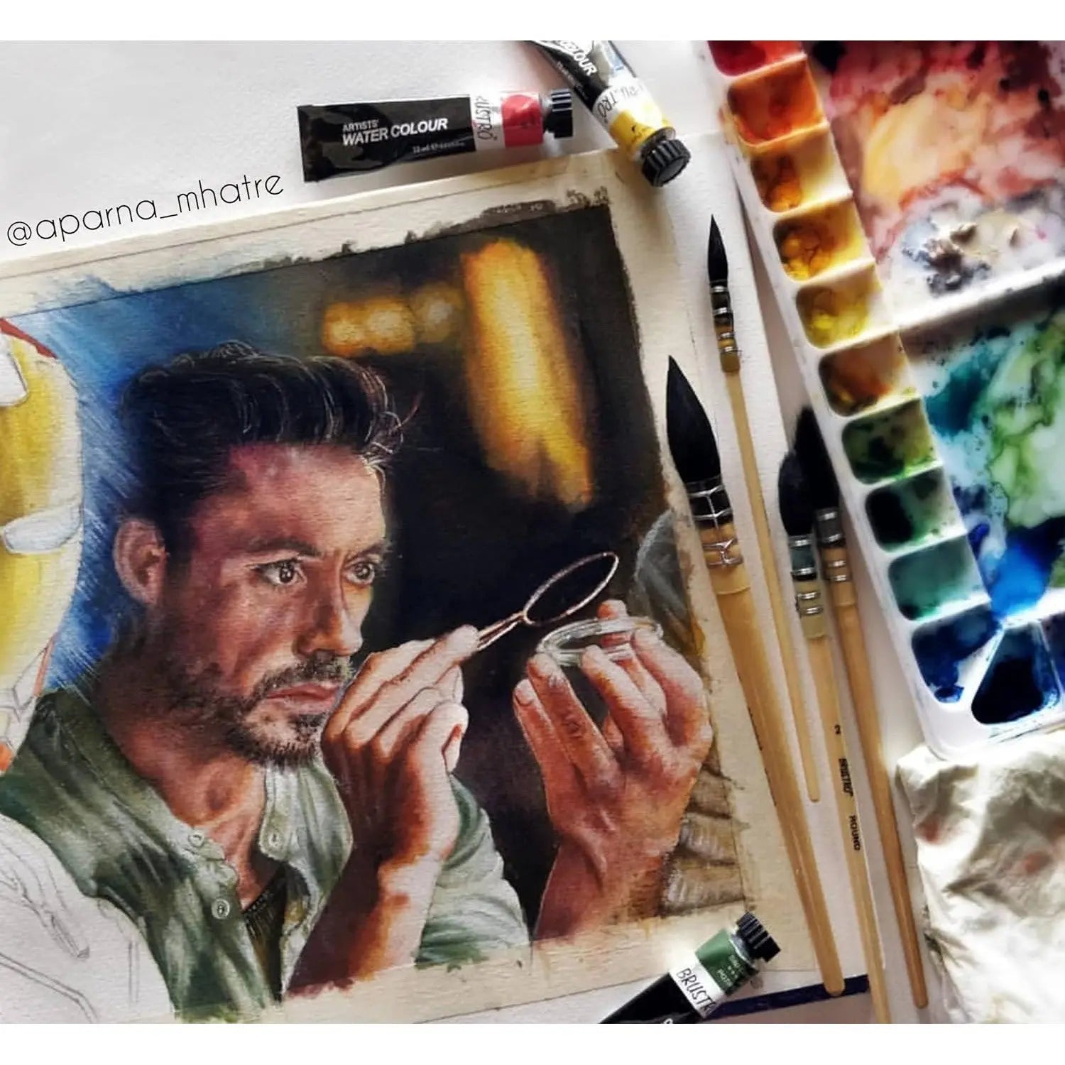 Brustro Artists Natural Hair Mop Brush Set Of 4 Brustro