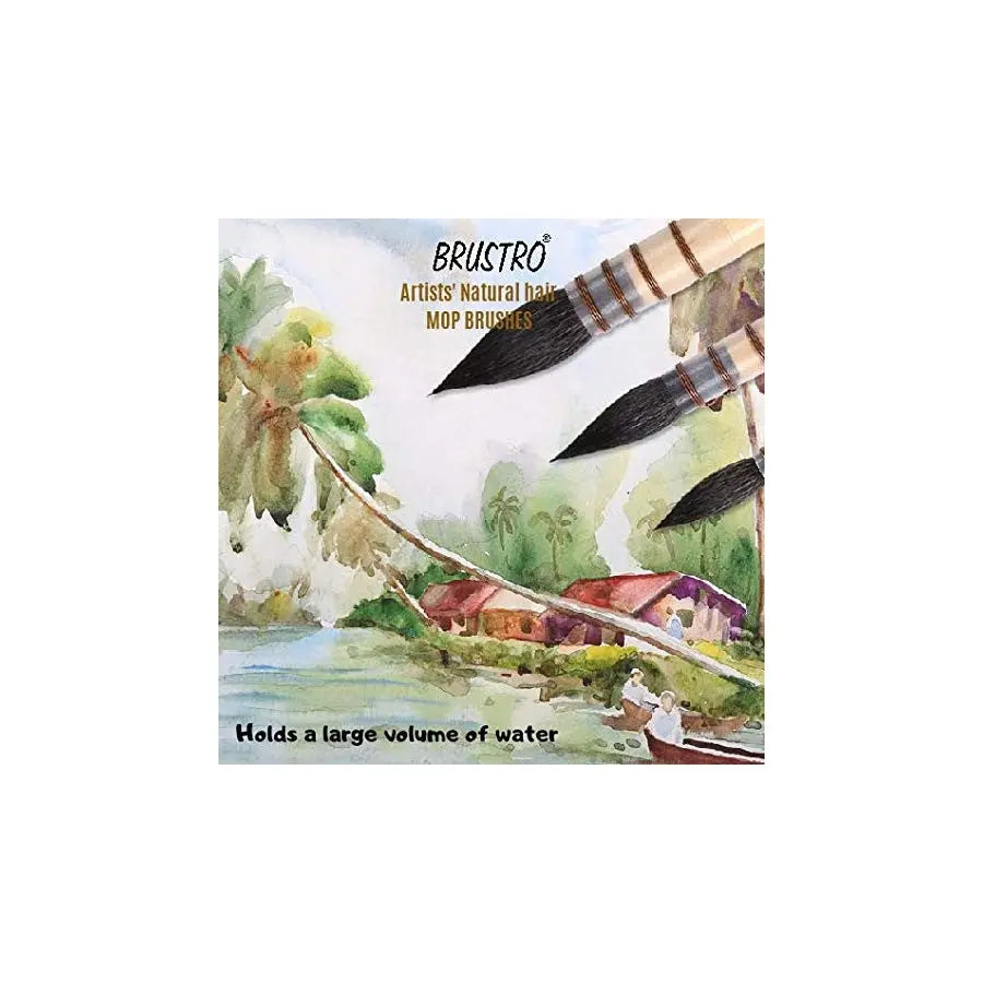 Brustro Artists Natural Hair Mop Brush Set Of 4 Brustro