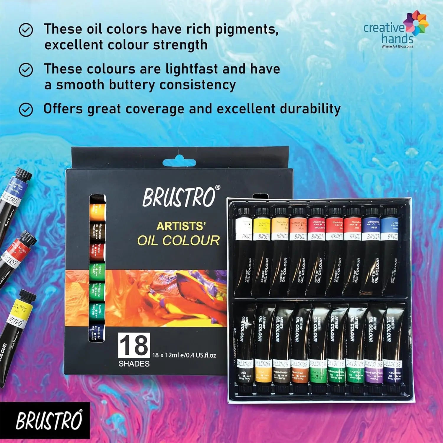Brustro Artists Oil Colour Set Of 18 (12ml Tubes) Brustro