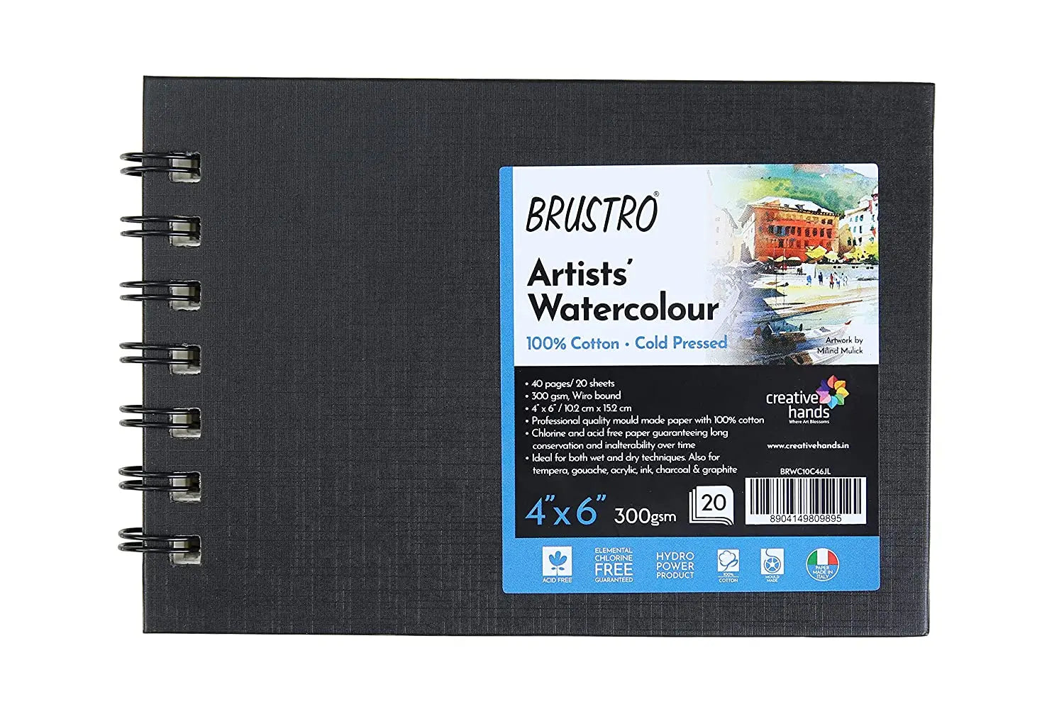 Brustro Artists Watercolour Book WireO 100% Cotton Cold Pressed 300gsm Brustro