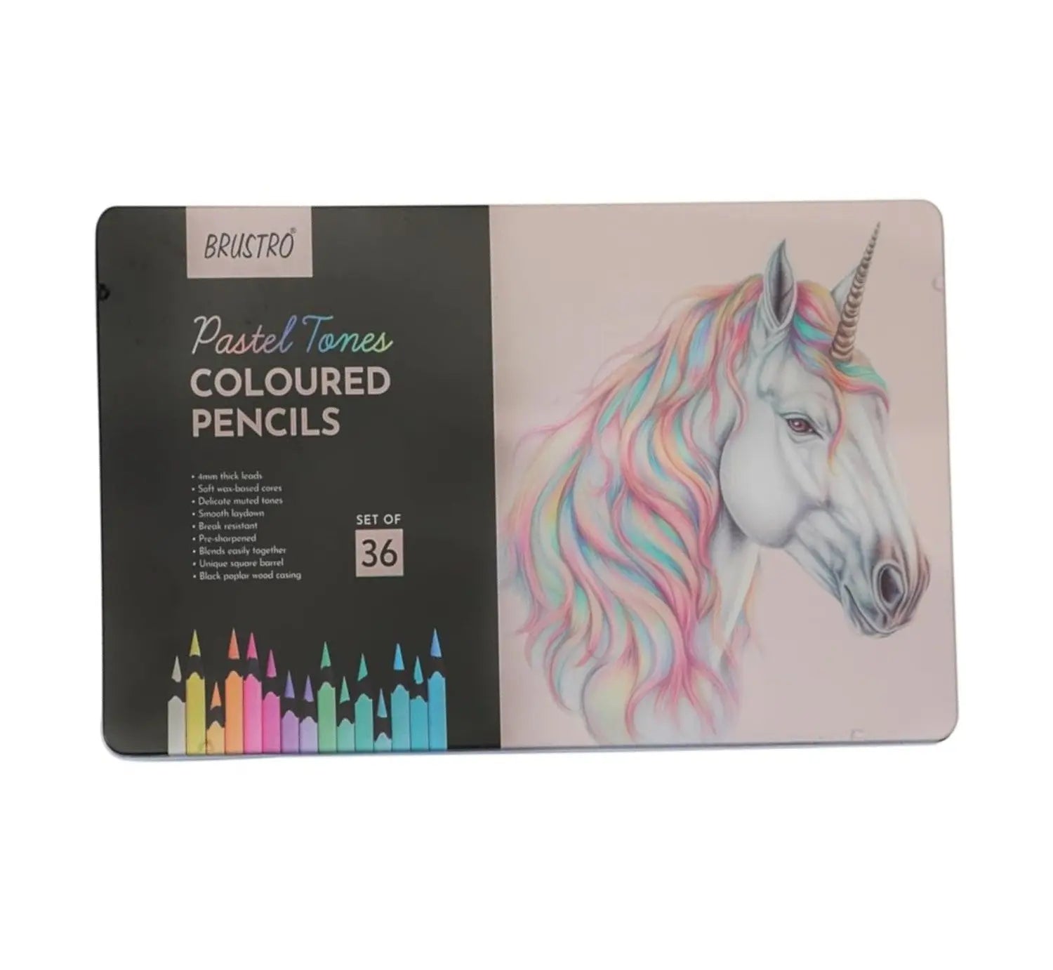 Brustro Artists' Coloured Pencils Pastel Tone Set of 36 (in Elegant tin Box) Brustro