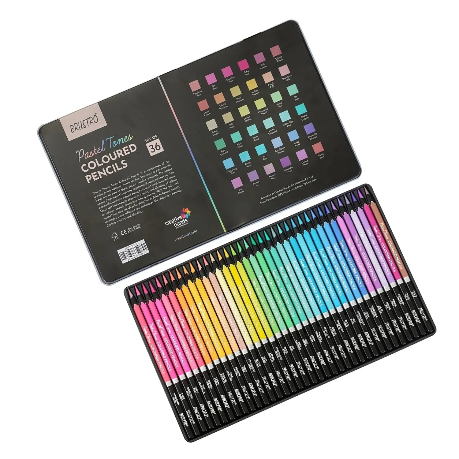Brustro Artists' Coloured Pencils Pastel Tone Set of 36 (in Elegant tin Box) Brustro