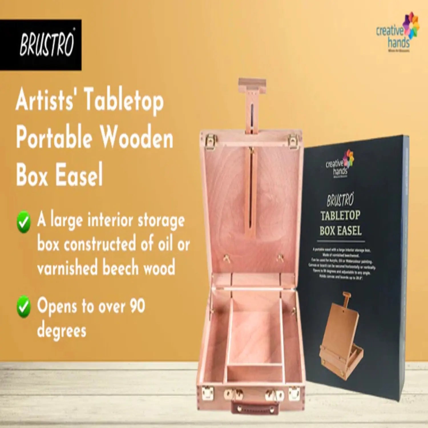 Brustro Artists' Tabletop Portable Wooden Box Easel Brustro