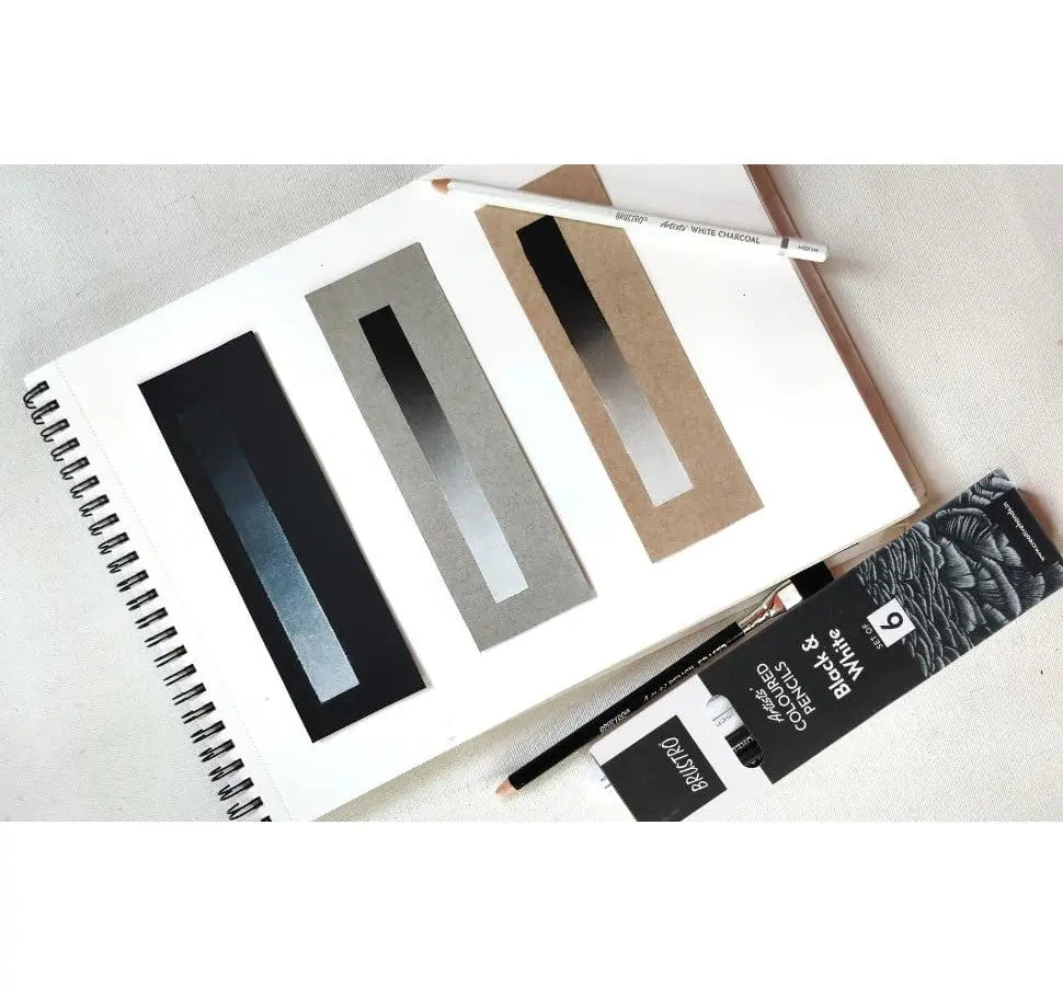 Brustro Coloured Pencils Black and White Set of 6 Brustro