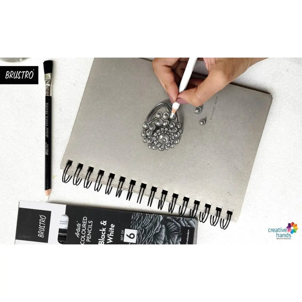Brustro Coloured Pencils Black and White Set of 6 Brustro