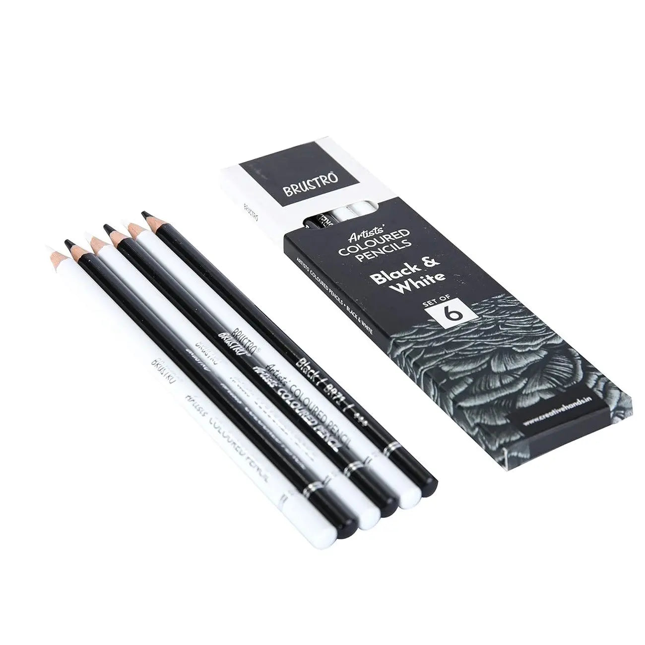 Brustro Coloured Pencils Black and White Set of 6 Brustro