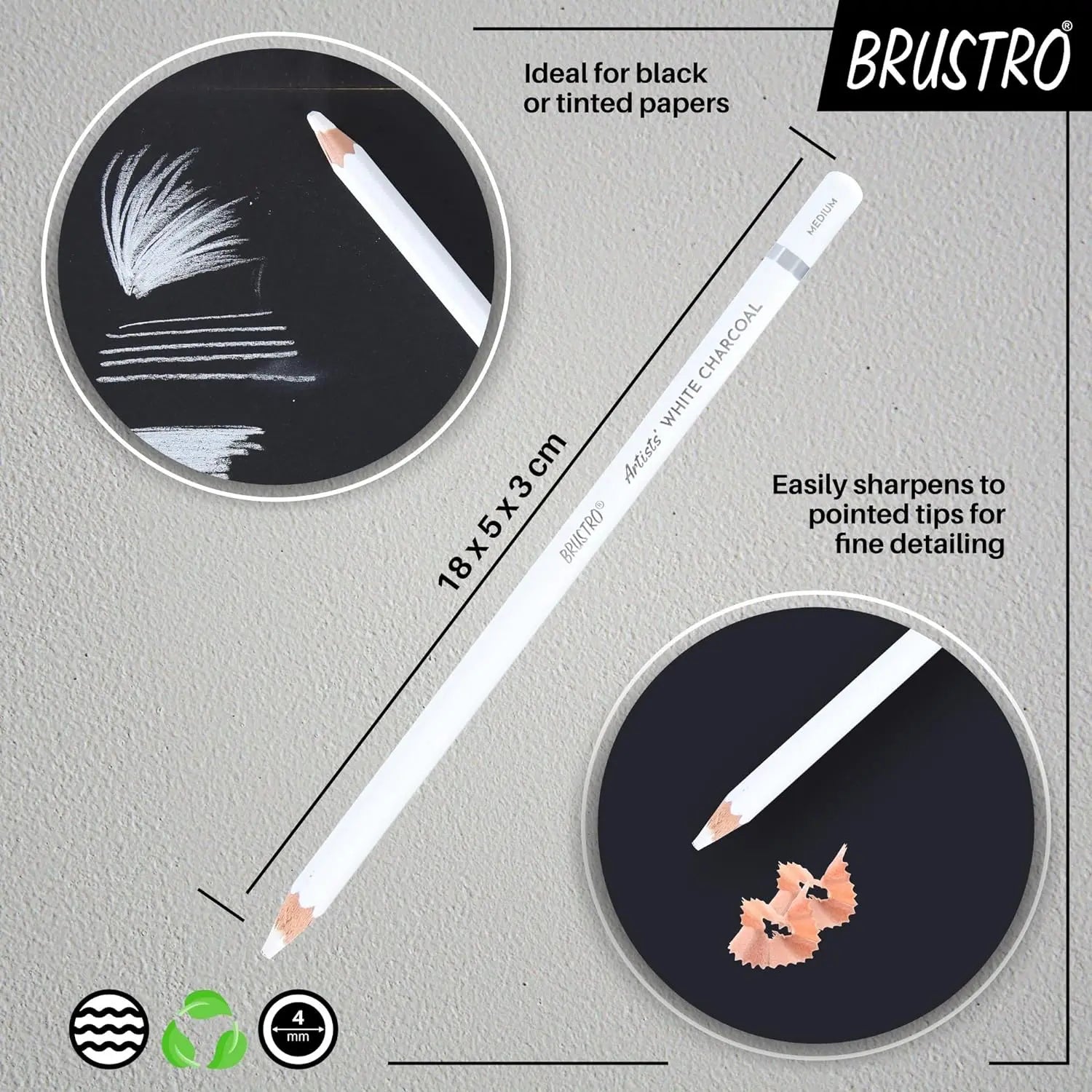 Brustro Coloured Pencils Black and White Set of 6 Brustro