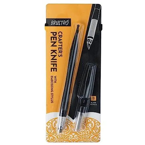 Brustro Crafter Pen Knife with Embossing Stylus 8 Blade refills included Brustro