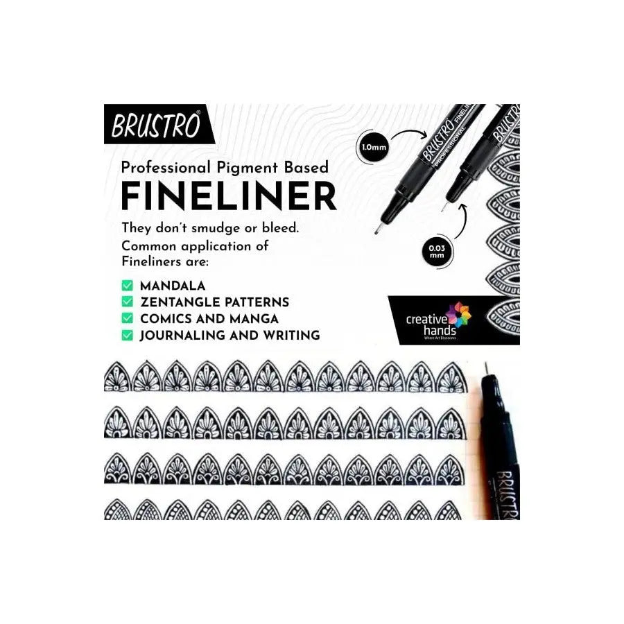 Brustro Fineliner Professional Pen Black Assorted Set Brustro