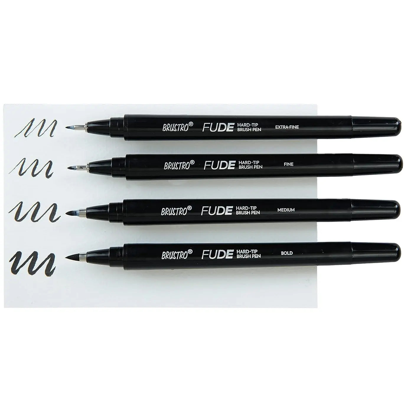 Brustro Fude Hard-Tip Brush Pen Black Ink Set of 4 Brustro