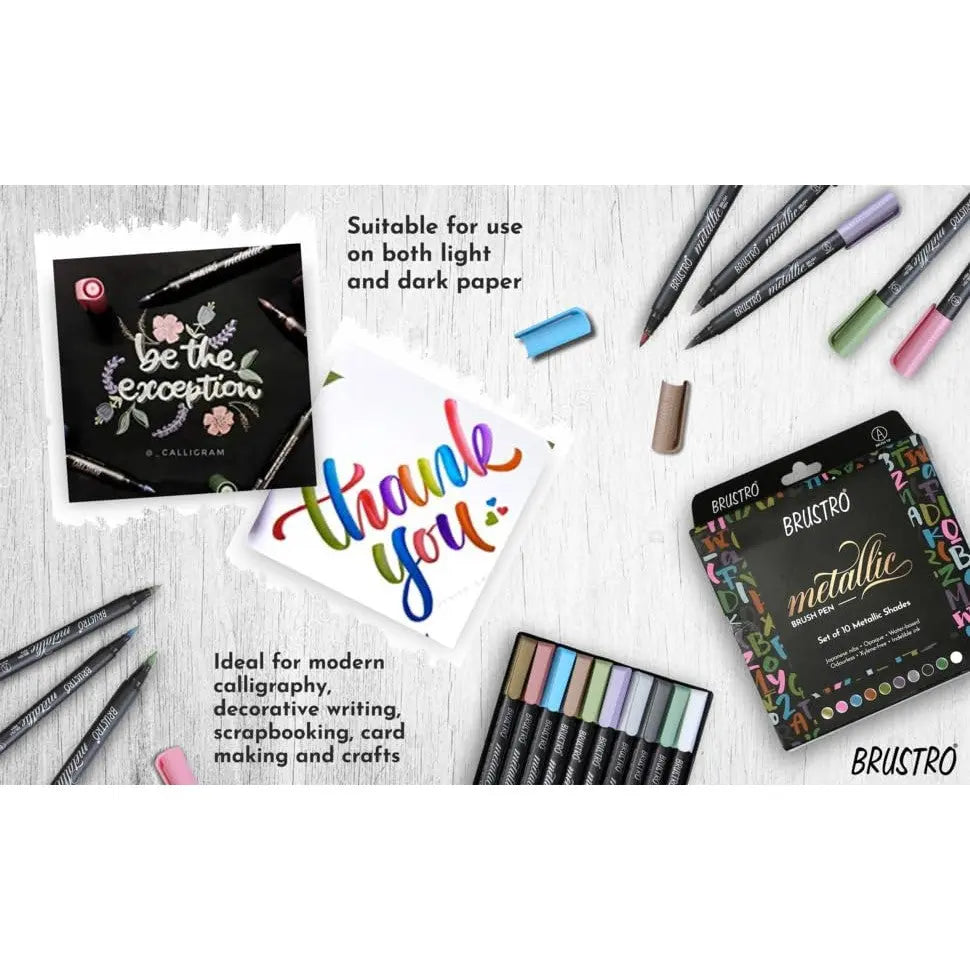 Brustro Metallic Brush Pen Set Of 10 Brustro