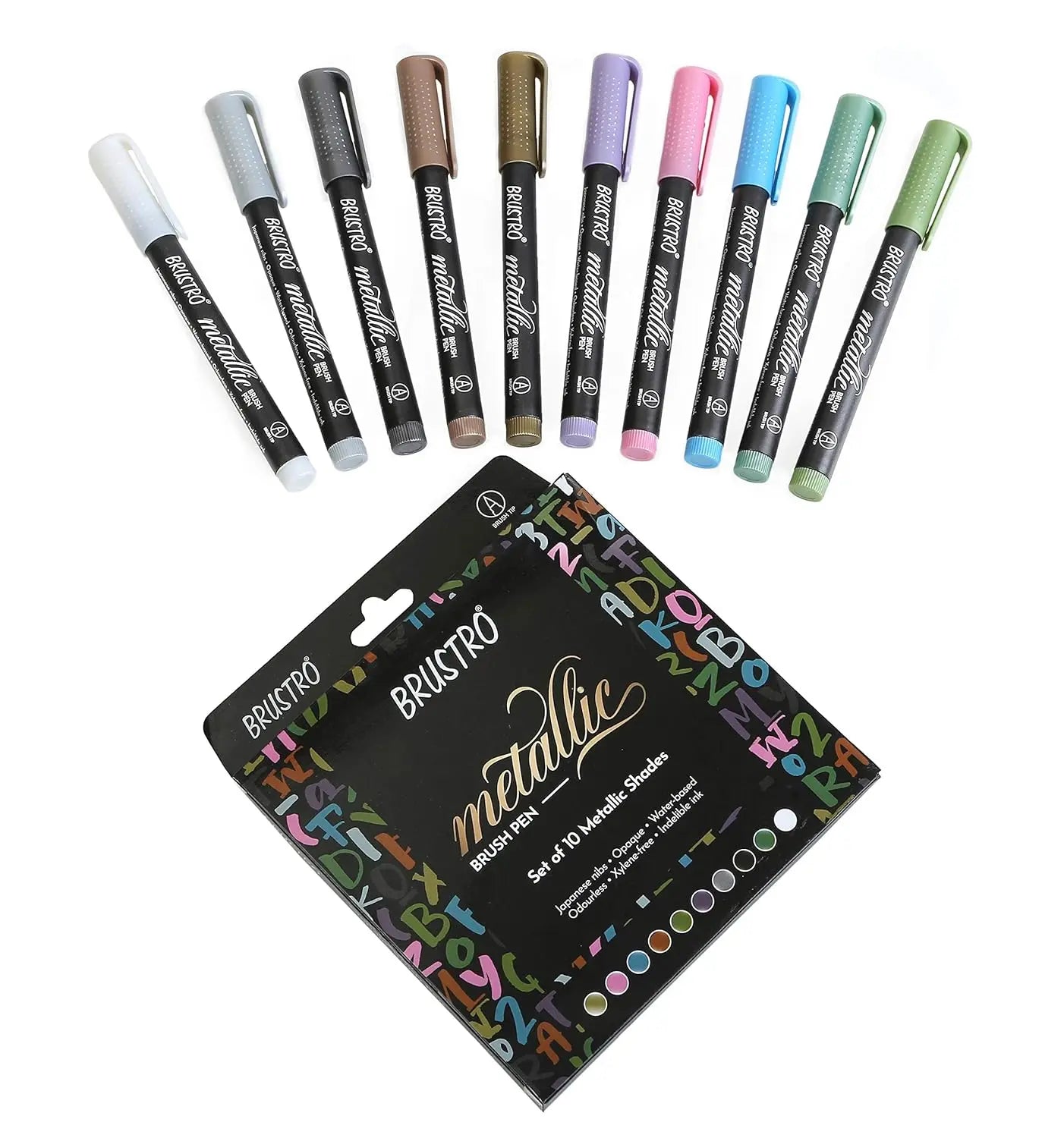 Brustro Metallic Brush Pen Set Of 10 Brustro