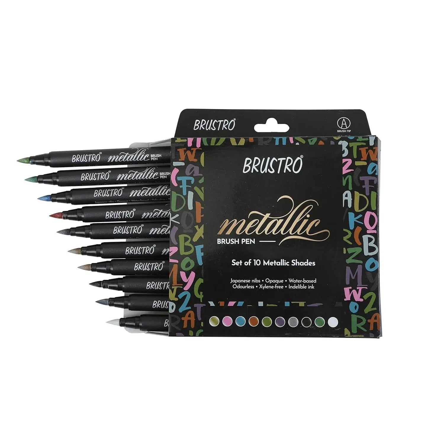 Brustro Metallic Brush Pen Set Of 10 Brustro