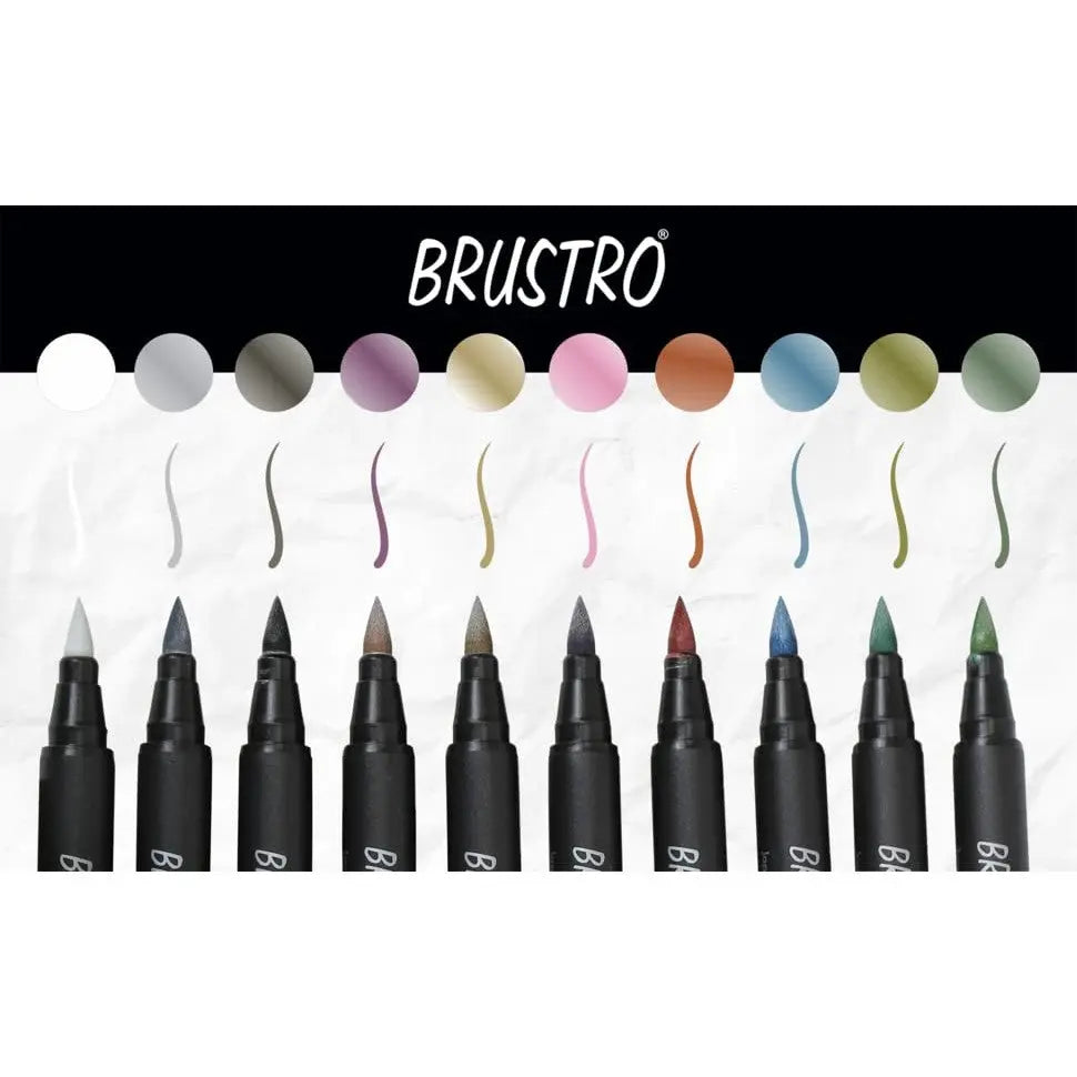 Brustro Metallic Brush Pen Set Of 10 Brustro