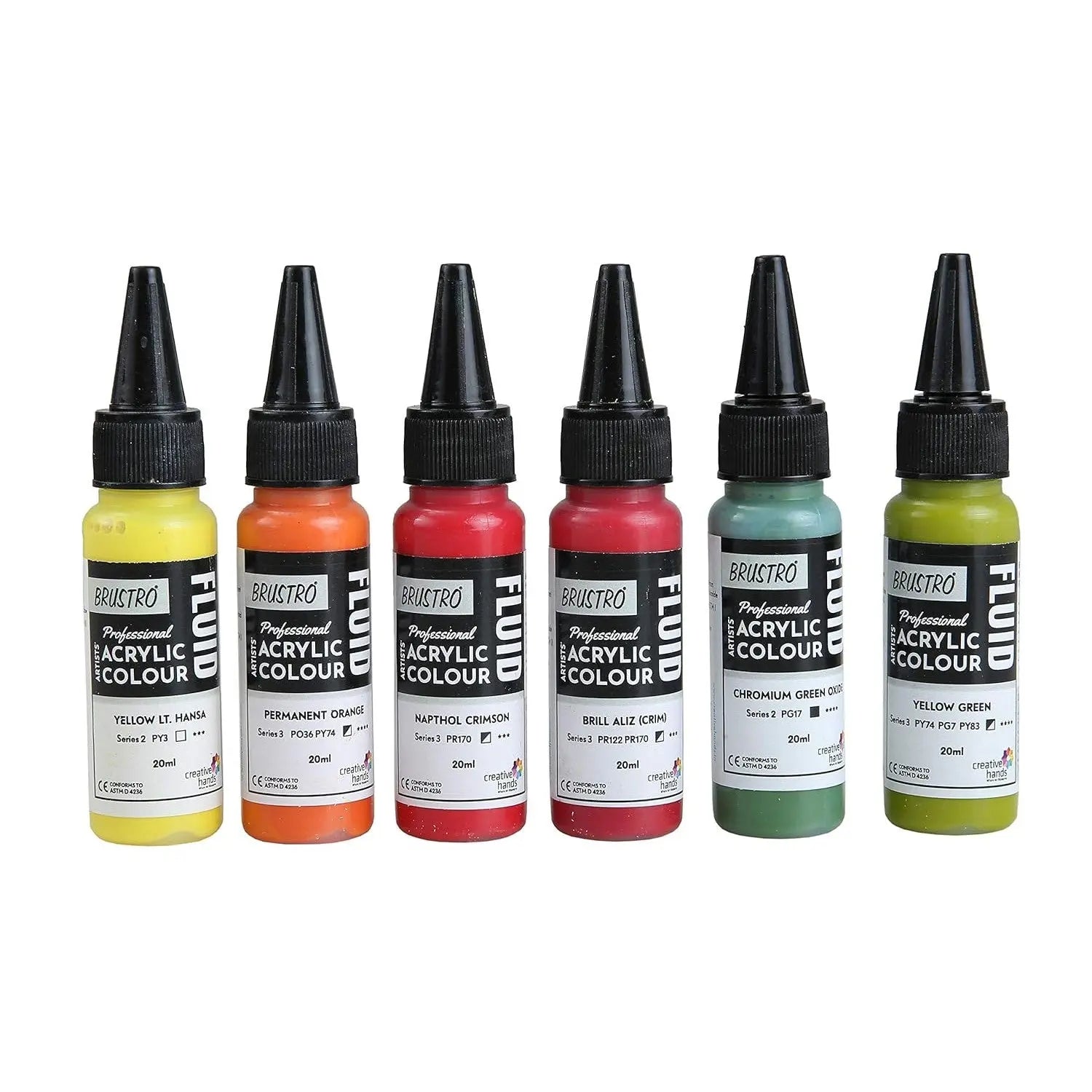 Brustro Professional Artists Acrylic Colour Fluid 20ml Pack Of 6 - Tropical Paradise Brustro