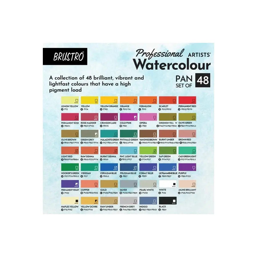 Brustro Professional Artists Watercolour Half pan Set Brustro