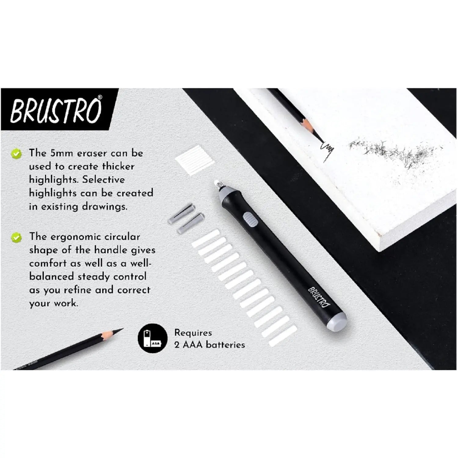 Brustro Slim Battery Operated Electric Eraser Brustro