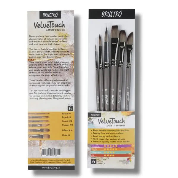 Brustro Velve Touch Artist Brush Set of 6 Brustro