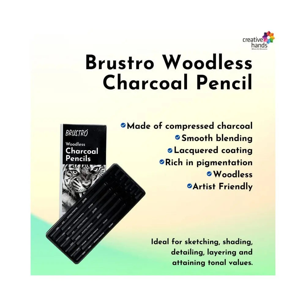 Brustro Woodless Charcoal Pencils Set of 6 Brustro