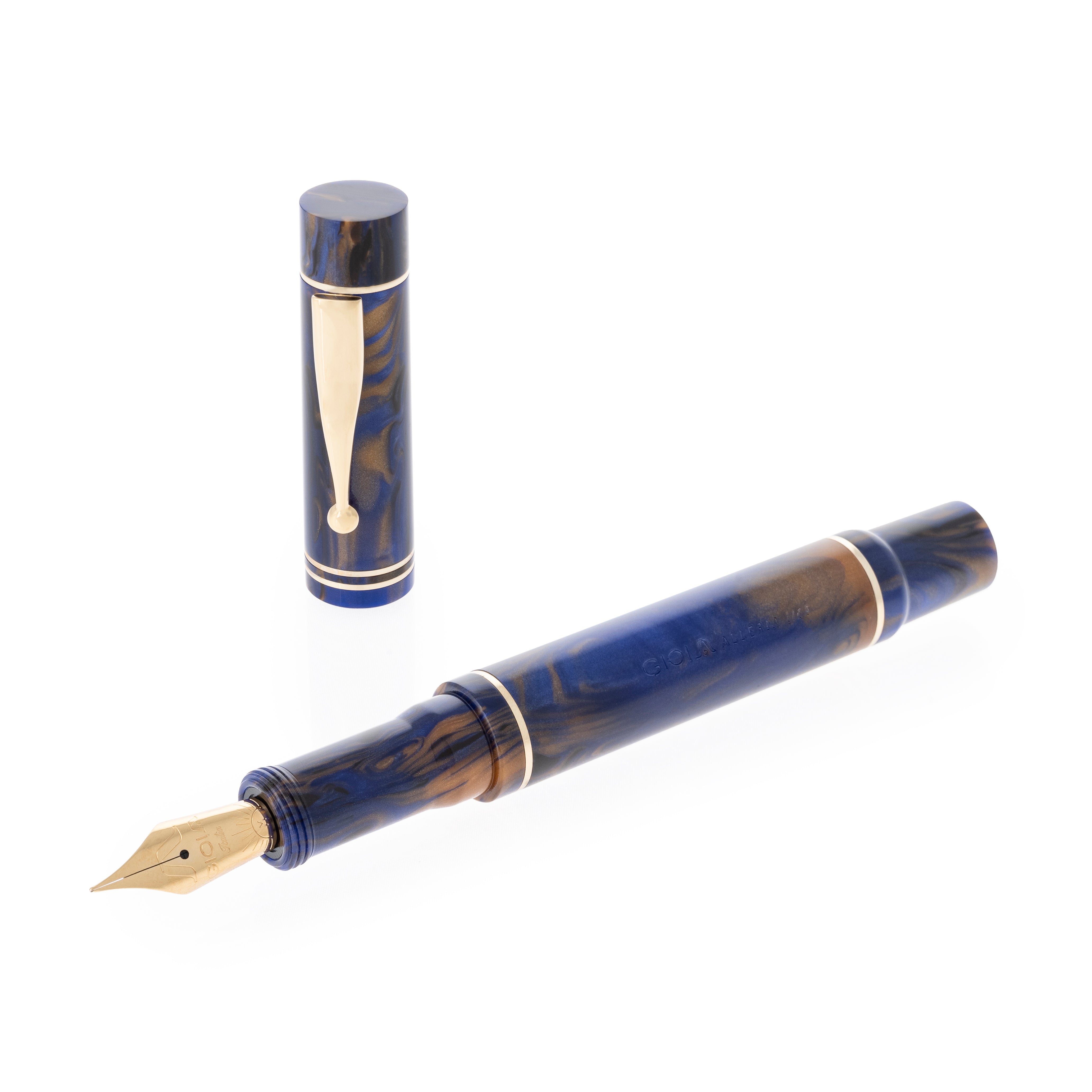 Gioia | Alleria | Fountain Pen | Crepuscola Blue-Brown | Gold Trims Gioia
