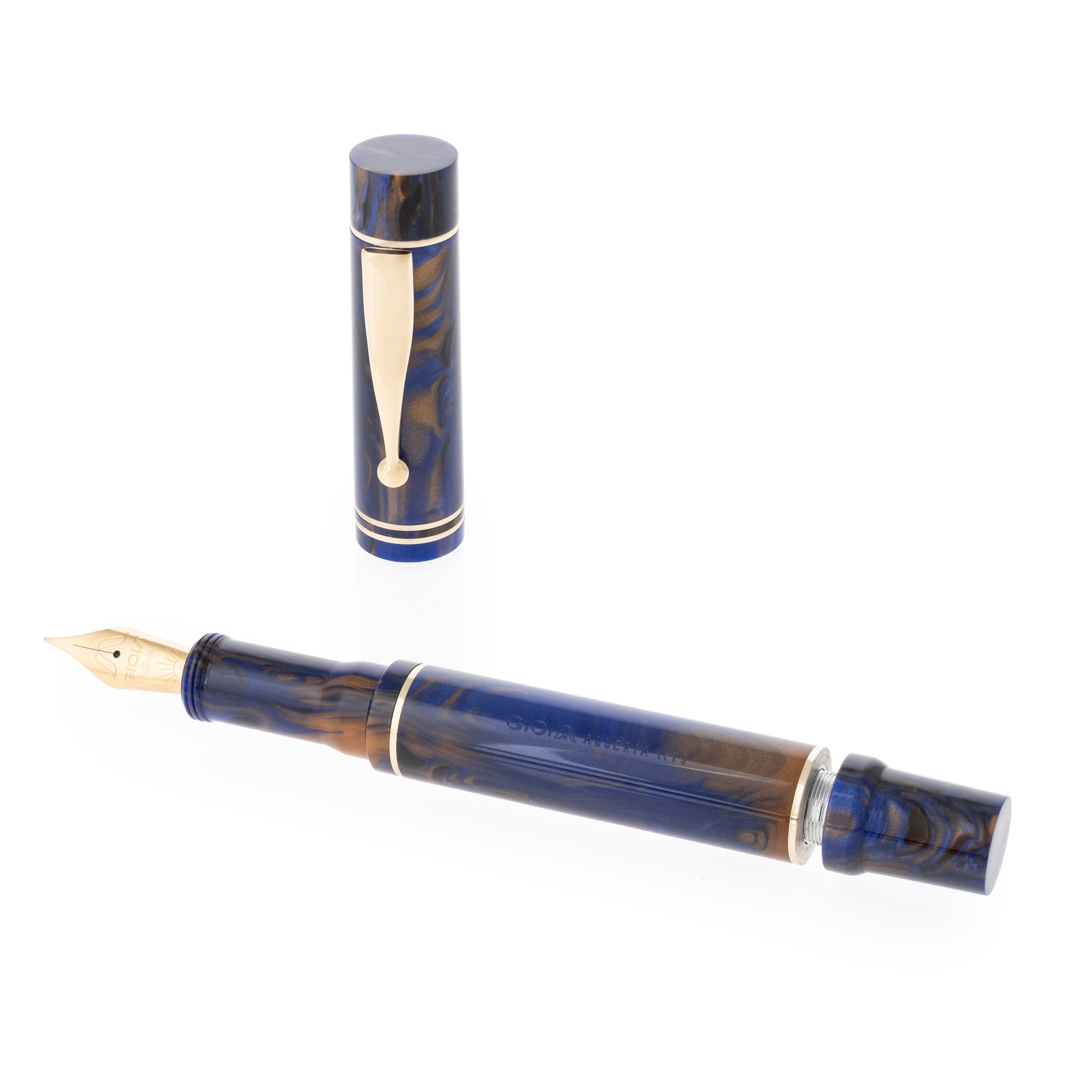 Gioia | Alleria | Fountain Pen | Crepuscola Blue-Brown | Gold Trims Gioia