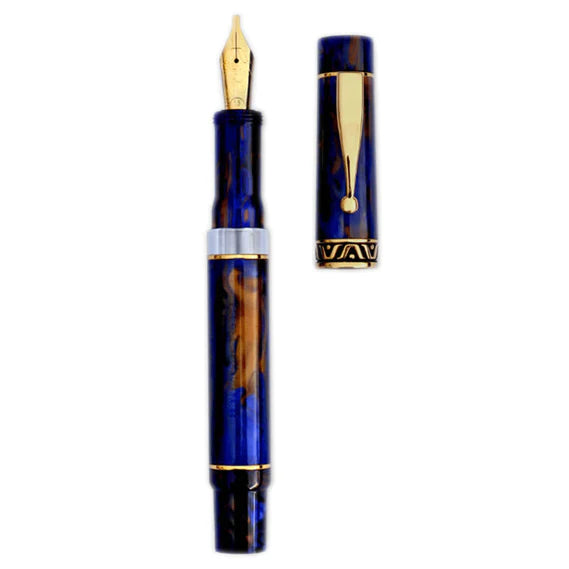 Gioia | Fountain Pen | Bellevista | Crepuscolo | Blue-Brown | Gold Trims Gioia
