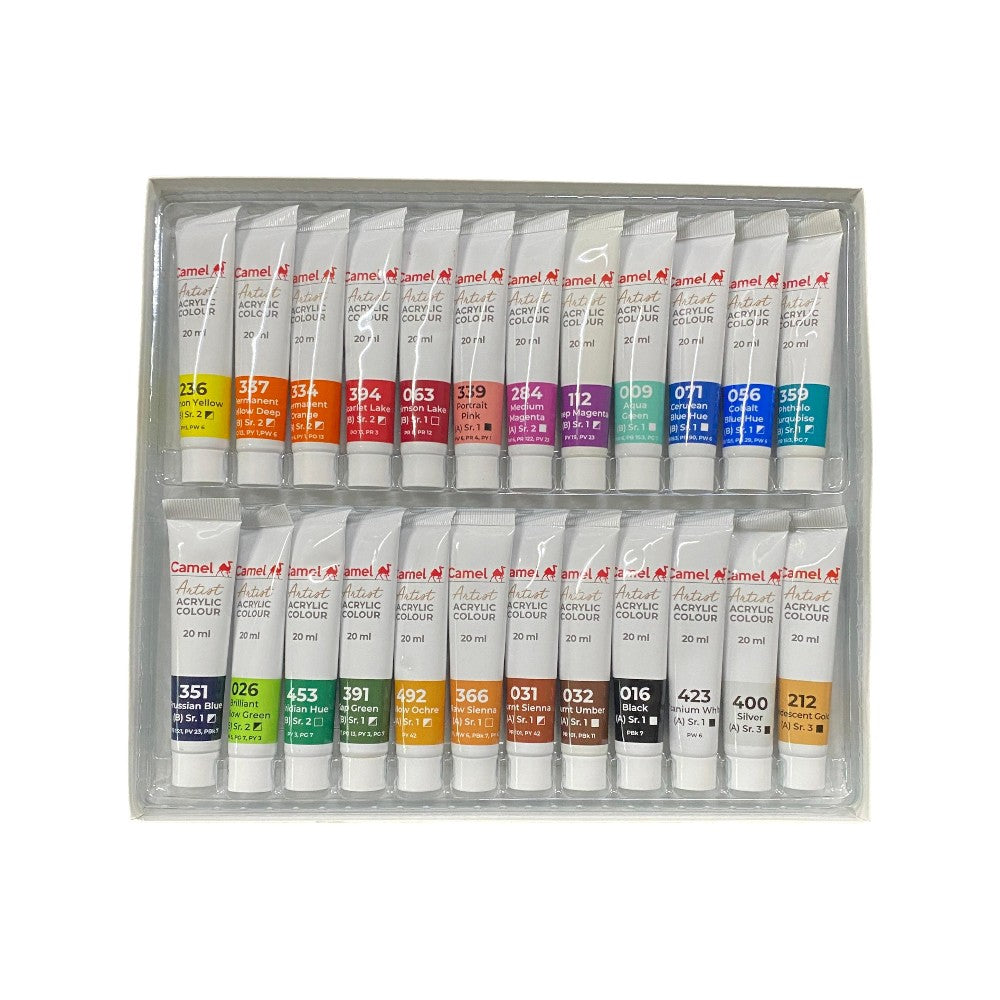 Camel Artist Acrylic Colours Assorted Sets - Multiple Sizes