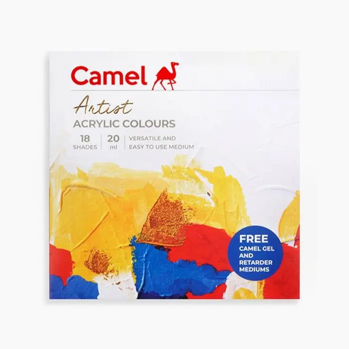 Camel Artist Acrylic Colours With Gel & Retarder Medium Set Camel