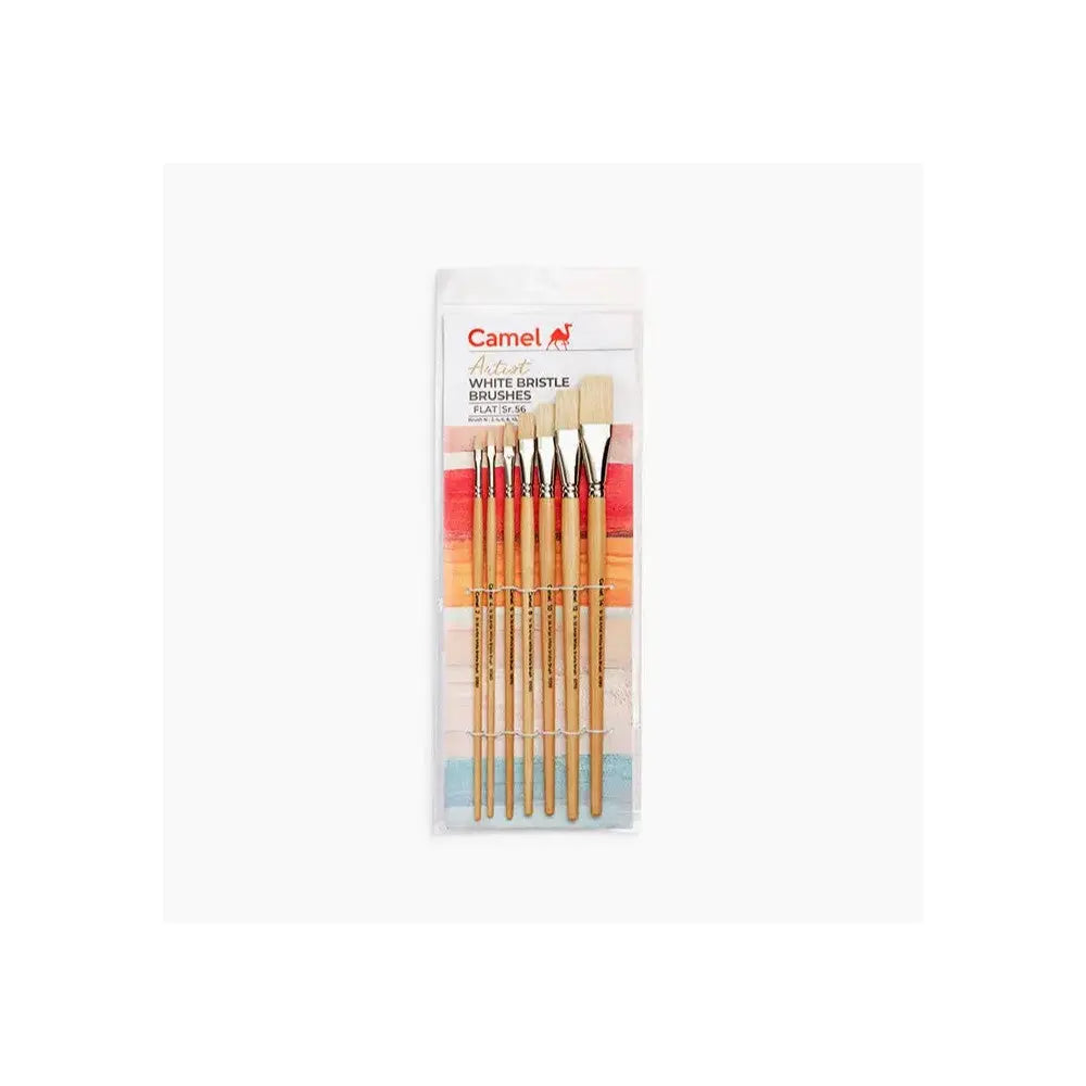 Camel Camlin Brushes Series 56 White Bristles Flat Brush Set Camel