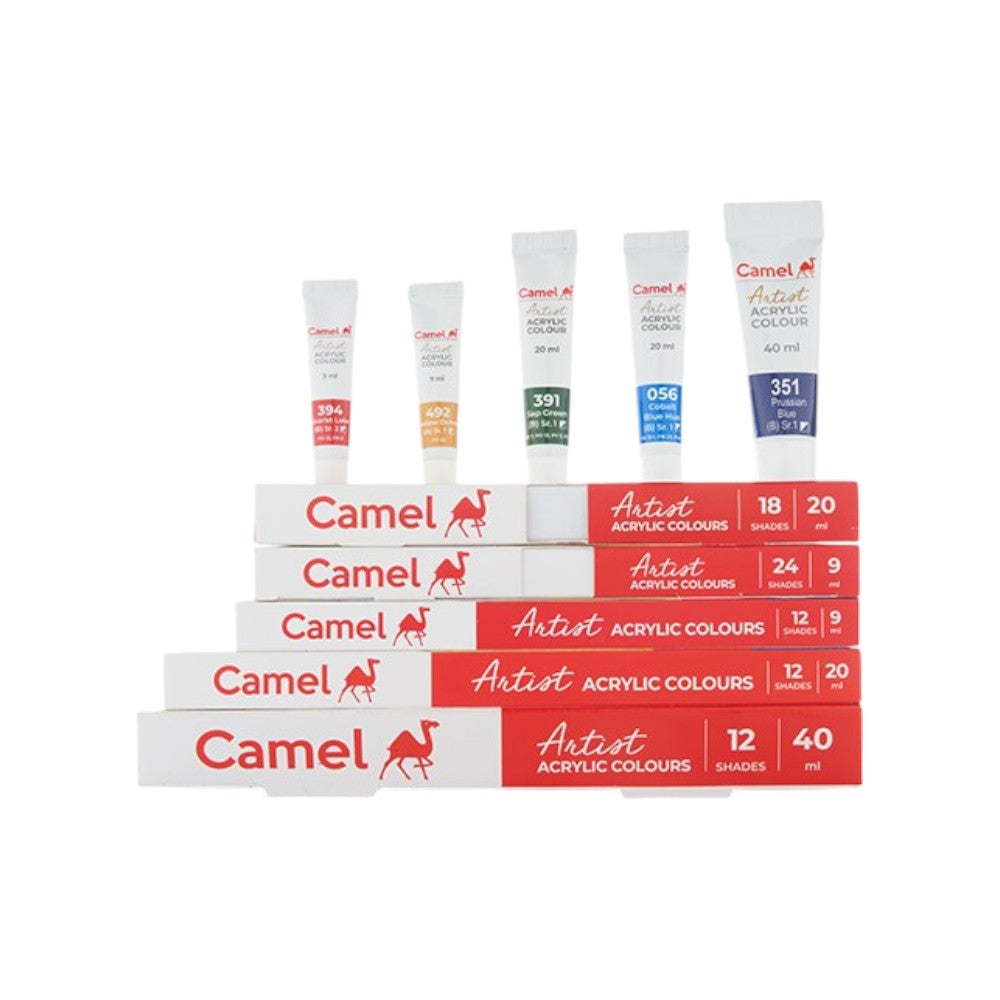Camel Artist Acrylic Colours Assorted Sets - Multiple Sizes
