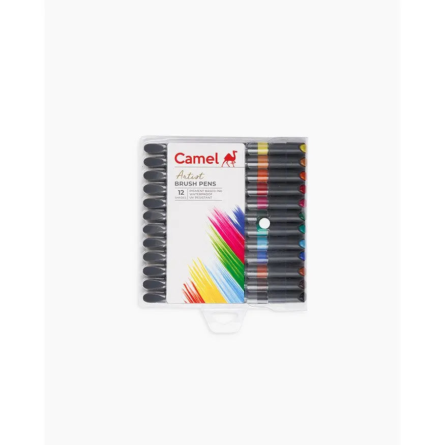Camel Artist Brush Pen Set 12 Shades Water-Based Permanent Ink