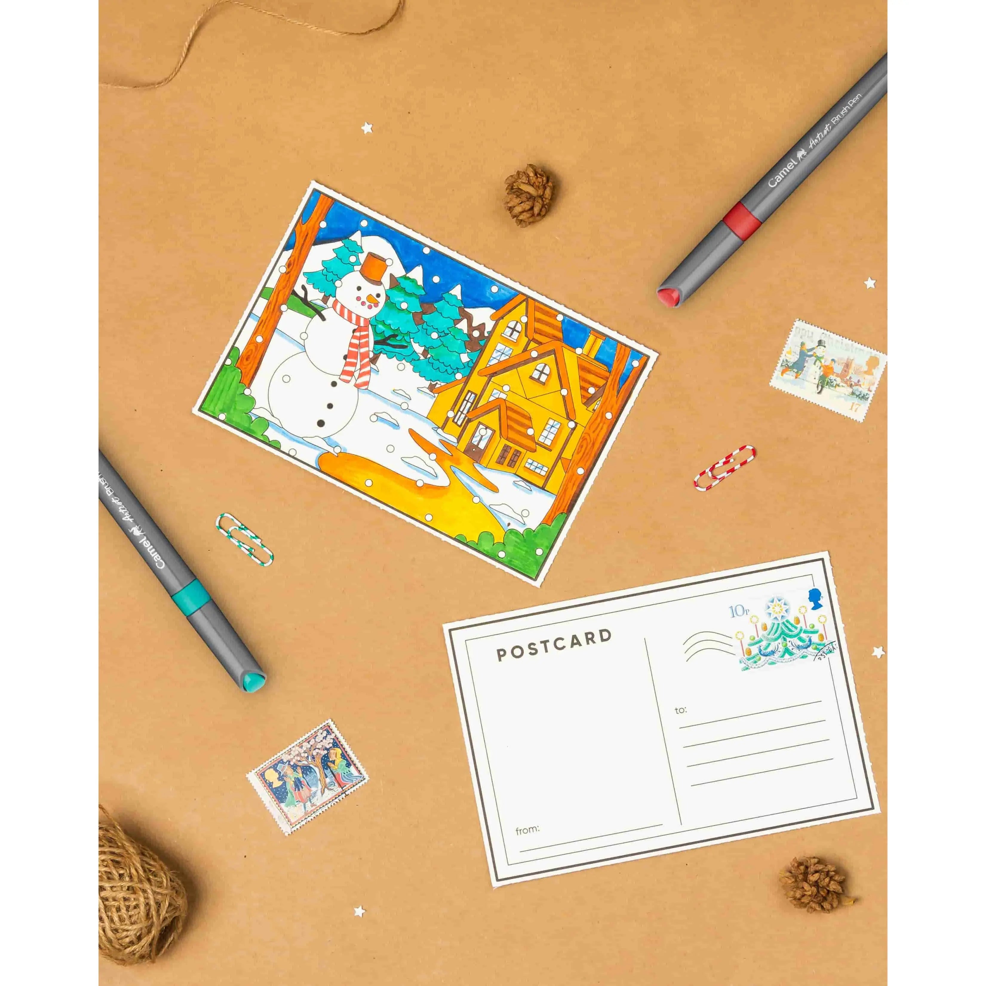 Camlin Artist Brush Pen Set - Pack of 12 Camel