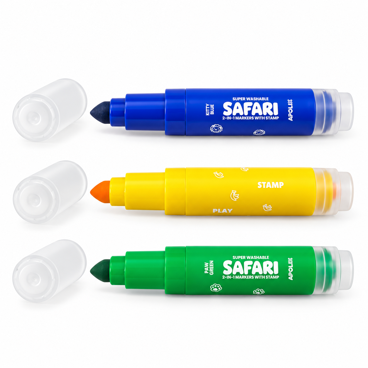Apolix Safari Jumbo Markers - 8 Colours - Colourful Safari Stamp Markers Set