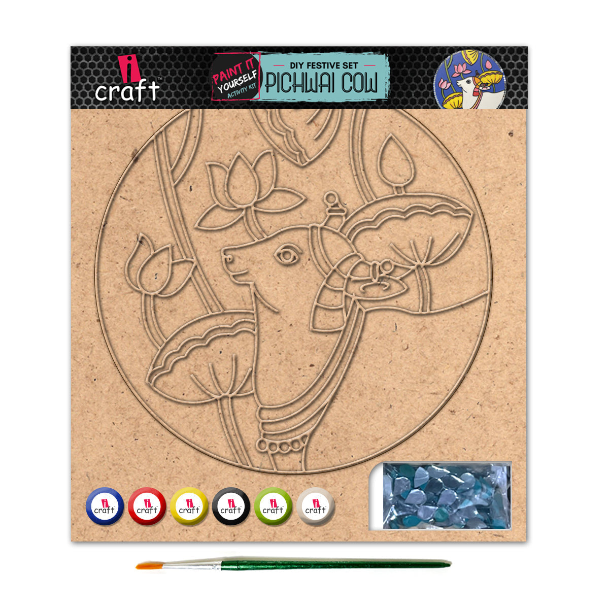 iCraft DIY Mandala Art Kit - Cow Design for Festive Decor iCraft